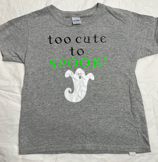 Halloween Graphic Tee Too Cute to Spook Ghost Youth XS
