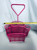 Hot Pink Metal Mesh Picnic Organizer with Handle Lt Damage