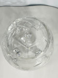 Vintage Clear Cut Crystal Egg Shaped Vase with Floral Etching and Tripod Feet