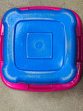 Vintage Retro Rubbermaid Blue and Pink Laundry Basket with Ventilation Holes