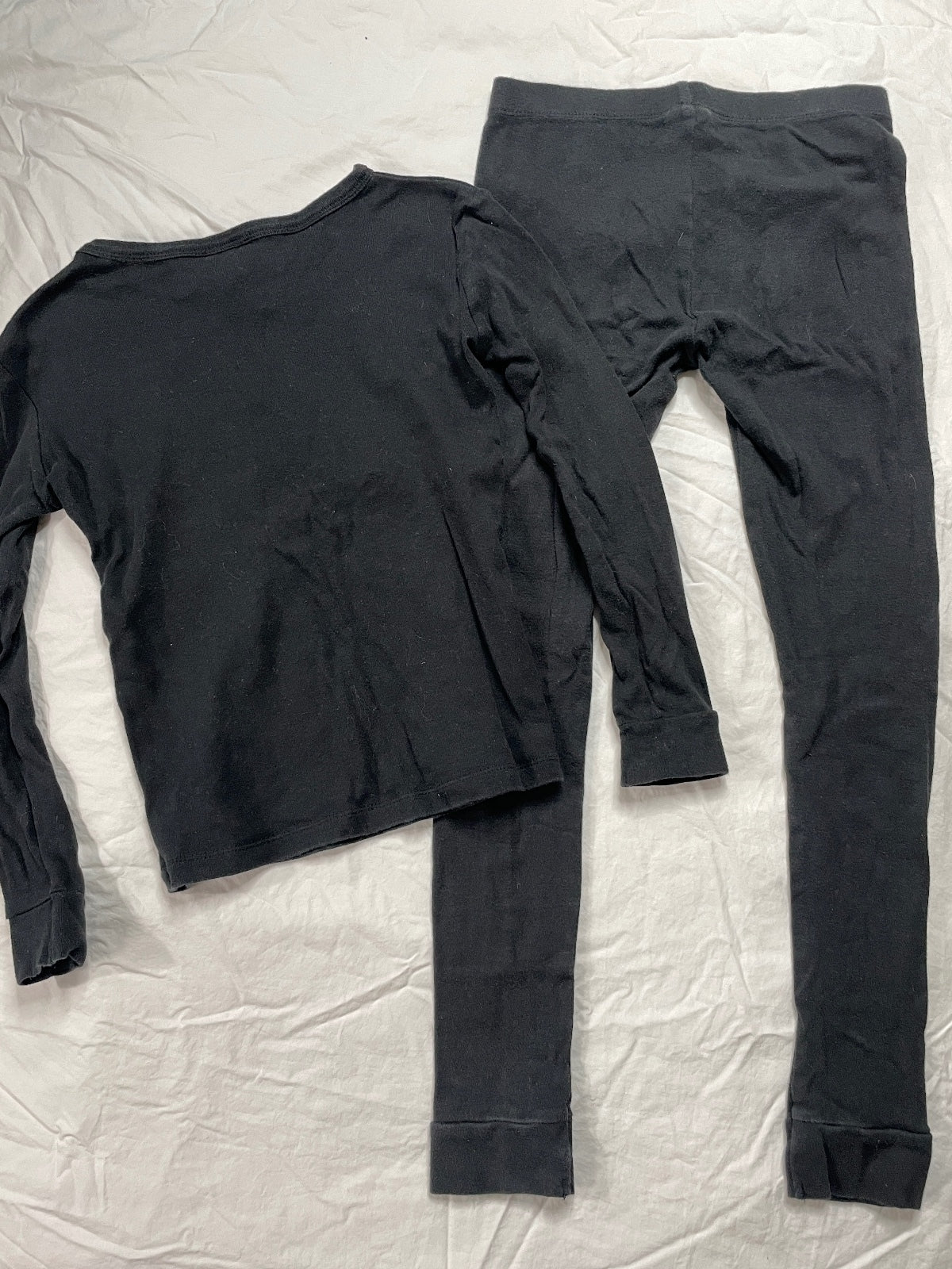 Hanes Black Skeleton Print Long Sleeve Pajama Set Kids 10
