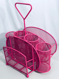Hot Pink Metal Mesh Picnic Organizer with Handle Lt Damage