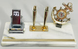 Vintage Marble Desk Organizer with Perpetual Calendar Nautical Themed