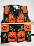 Vintage Bobbie Brooks Halloween Pumpkin Embroidered Sweater Vest Women’s Small