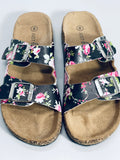Just Be Floral Print Double Buckle Sandals Size Ladies 8