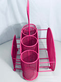 Hot Pink Metal Mesh Picnic Organizer with Handle Lt Damage