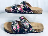 Just Be Floral Print Double Buckle Sandals Size Ladies 8