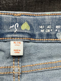 SO Denim Shorts with Multicolor Heart Print and Frayed Hem, Size Girls XL (14)