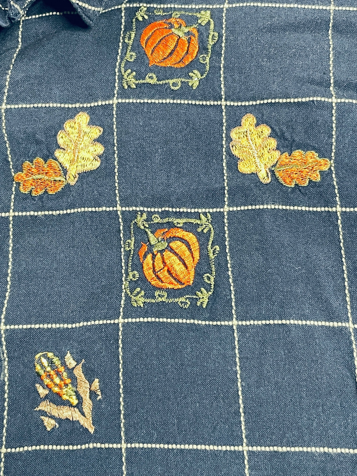 Vintage Cabin Creek Blue Shirt Fall Embroidery Ladies 2X