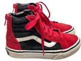 Vans Sk8-Hi Red and Black Suede Canvas High Top Sneakers Unisex Child 11.5