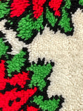 Vintage Handmade Latch Hook Poinsettia Oval Tufted Rug 37"