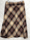 Vintage East 5th Brown Plaid Flared Midi Skirt Size 8