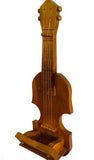 Handmade Wooden Guitar or Violin Shaped Wall Hanging with Storage Cup