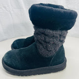 Ugg Australia Boot Black Juniper Cable Knit/Suede Girls USA 13