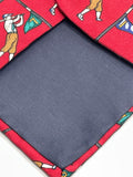 Vintage Hatfield House Red Silk Golf Print Mens Necktie