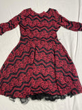 Speechless dress black and red lace girls 10 three-quarter sleeve missing belt