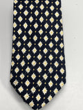 Vintage Brooks Brothers All-Silk White Flowers Necktie Black