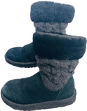 Ugg Australia Boot Black Juniper Cable Knit/Suede Girls USA 13