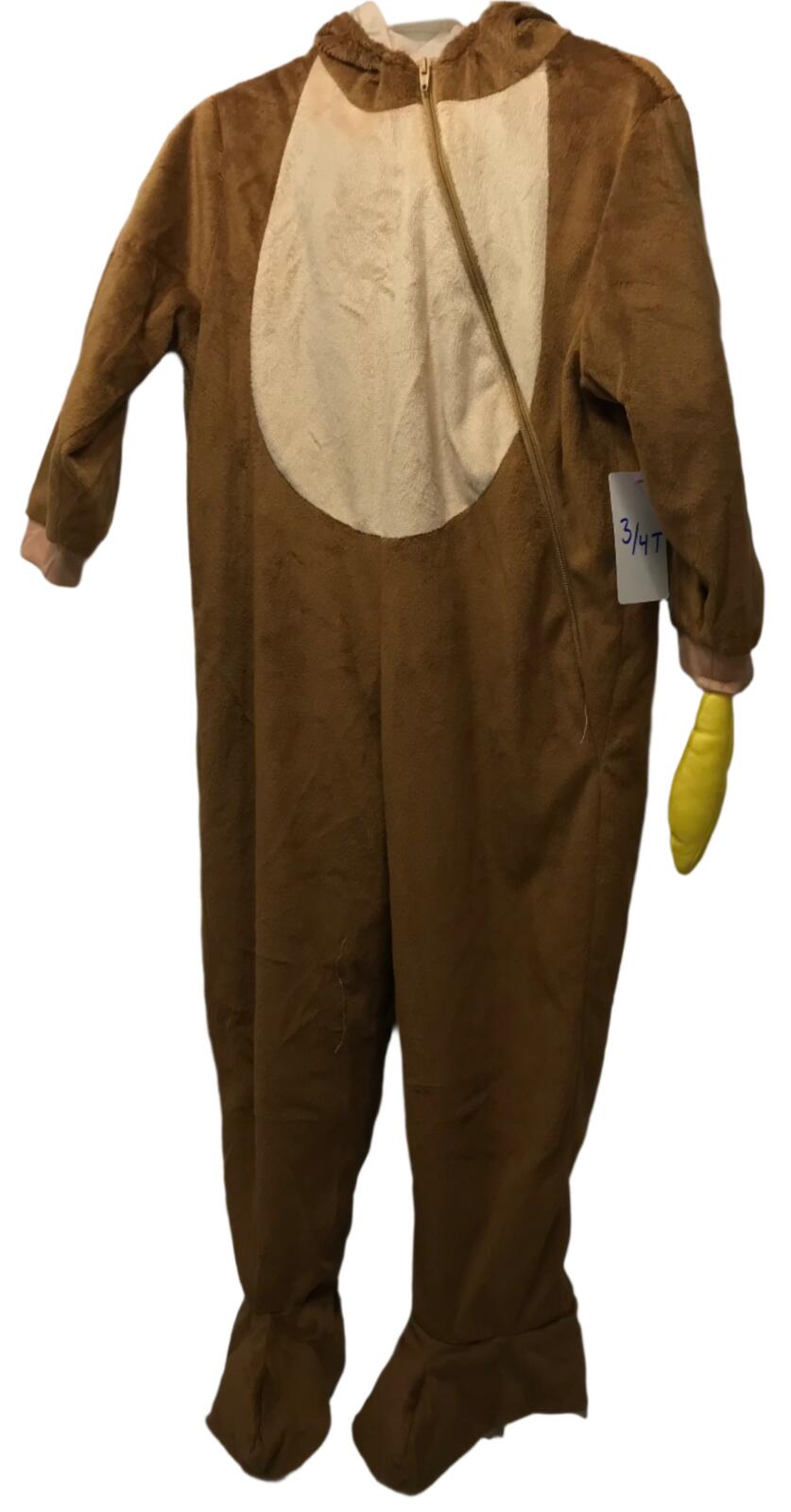Brown Monkey Onesie Costume Kids Size 3/4 Gender Neutral