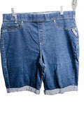 Kim Rogers Dark Denim Bermuda Shorts Elastic Waist Ladies 16