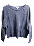 Discreet New York Blue gray striped cropped top Ladies L